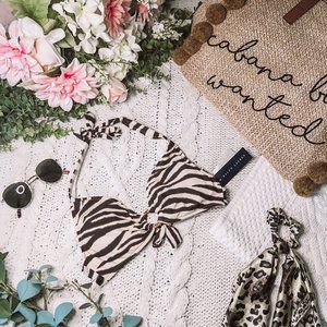 Ralph Lauren Animal Print Halter Bikini Top XS NWT